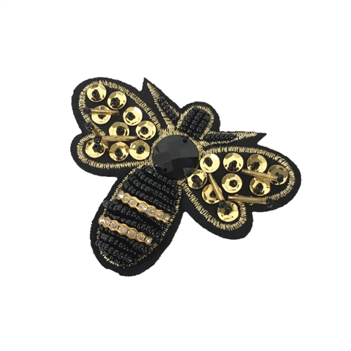 Queen Bee Sequin & Bead Embellished Patch Applique