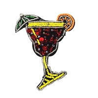 Tropical Island Drink Cocktail Sequin & Bead Embellished Patch Applique