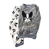 Cozy Fleece Boston Terrier Pajama Set for Juniors - Grey Dog Print Loungewear (Small)