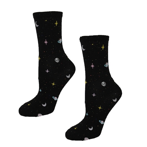 Fashion Culture Galaxy Solar System Print Crew Socks