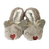 Fuzzy Fleece-Lined Glitter Reindeer Slipper Socks, One Size Fits 5-7, Cozy Light Brown Doe Design for Women