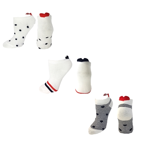 Hearts Dots & Stripes Peds Socks 3 Pair Set