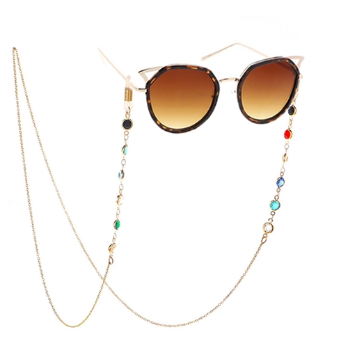 Fashion Culture Colorful Crystal Sunglasses Chain Strap