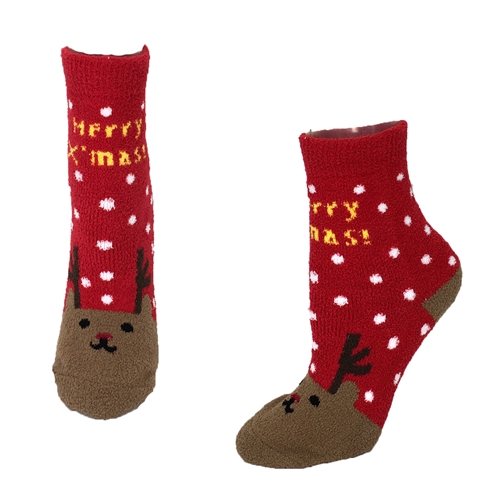 Fashion Culture Reindeer Holiday Plush Socks