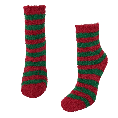 Fashion Culture Elf Stripes Holiday Fuzzy Plush Socks