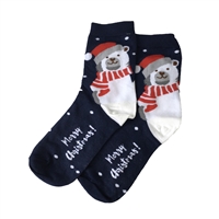 Mery Christmas Polar Bear Graphic Holiday Novelty Crew Socks