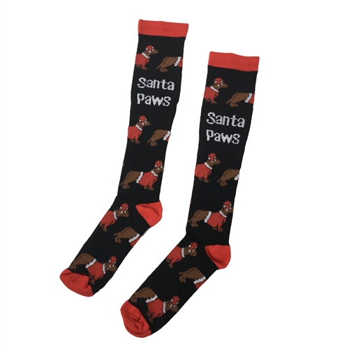 Santa Dachshund Dog Holiday Themed Knee High Socks