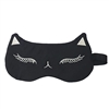 Foxy Cat Ears Sateen Sleep Mask - Black Embroidered Eye Mask for Women, Stylish & Practical Sleep Accessory
