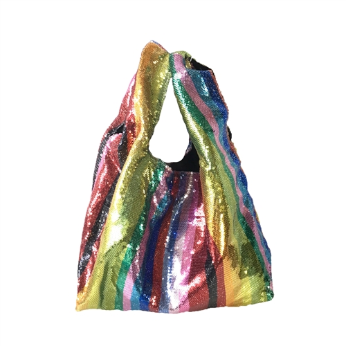 Fashion Culture Rainbow Love Sequin Slouchy Clutch Tote
