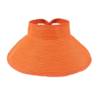 Packable Roll Up Wide Brim Straw Sun Visor Bow Applique