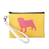 Pug Dog Silhouette Color Block Wristlet Cosmetic Pouch