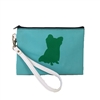 Yorkie Dog Silhouette Color Block Wristlet Cosmetic Pouch
