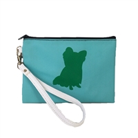 Yorkie Dog Silhouette Color Block Wristlet Cosmetic Pouch