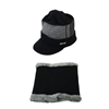 Sporty Knit Beanie w Brim Fleece Lined Hat & Neck Warmer Set