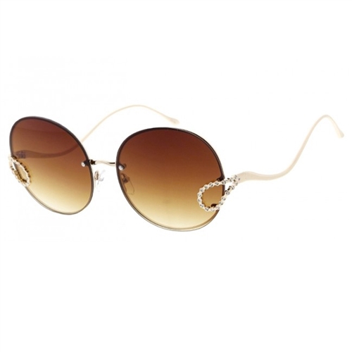 Harper Rhinestone Accent Oversized Round Sunglasses