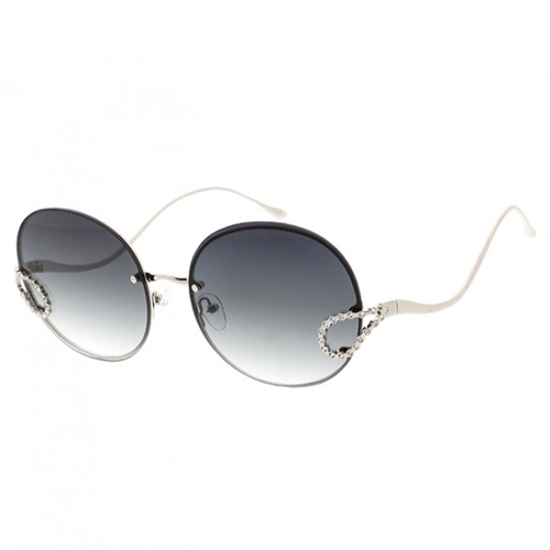 Harper Rhinestone Accent Oversized Round Sunglasses