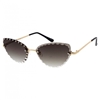 Fashion Culture Ombre Cat Eye Sunglasses: Scalloped Beveled Edge, Grey Gradient Lenses, UV Protection