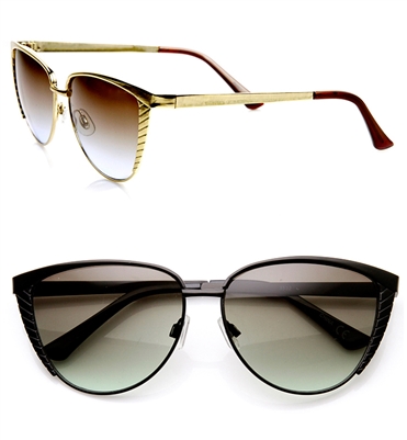 'Liana' Women's Etched Metal Cat Eye Sunglasses