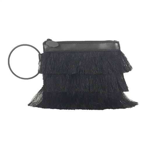Farrah + Sloane Symi Metallic Fringe Wristlet Bracelet Bag