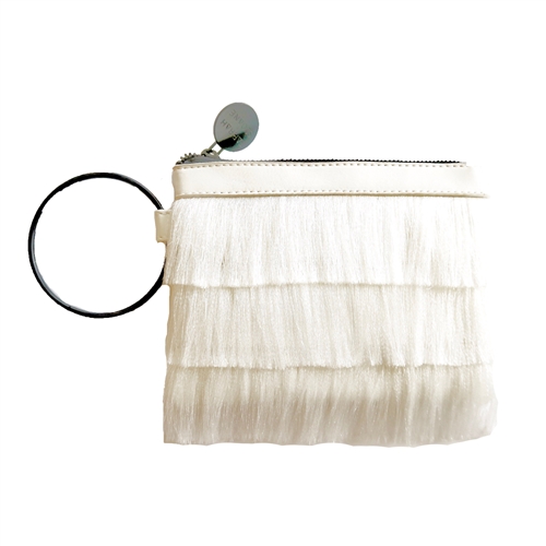 Farrah + Sloane Symi Metallic Fringe Wristlet Bracelet Bag