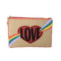 From St Xavier Rainbow Love Beaded Crossbody Clutch