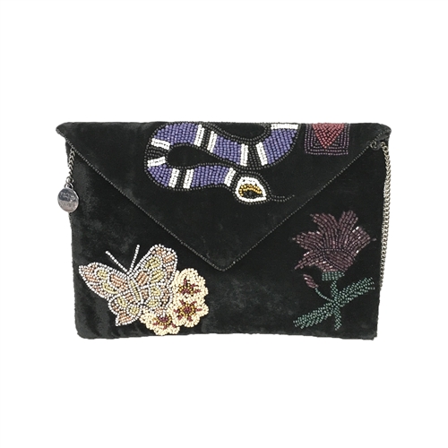 From St Xavier Gabby Velvet Beaded Clutch
