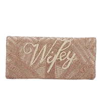 From St Xavier Wifey Script Beaded Fold-Over Clutch Bridal Bag