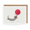 Dachshund Party Pup Custom Message Scratch-Off Greeting Card â White, Funny Dog Themed Stationery for Dog Lovers