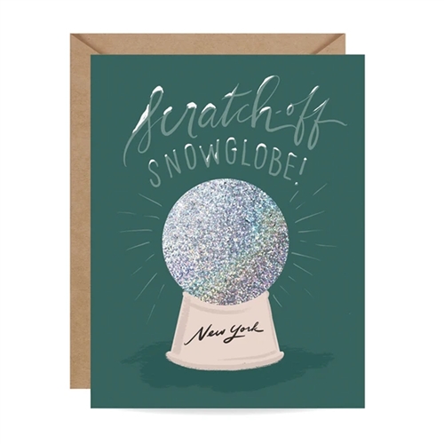 Inklings New York Snow Globe Scratch Off Blank Holiday Greeting Card