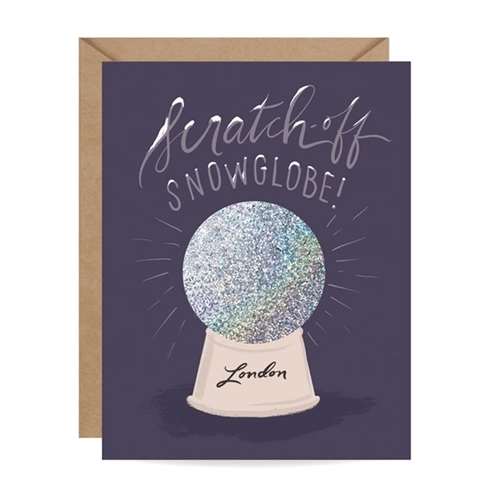 Inklings London Snow Globe Scratch Off Blank Holiday Greeting Card