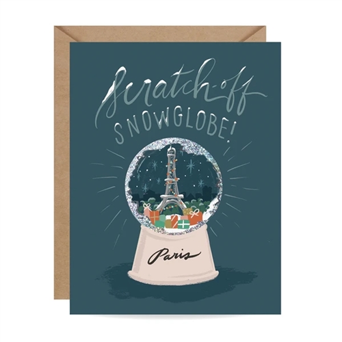 Inklings Paris Snow Globe Scratch Off Blank Holiday Greeting Card