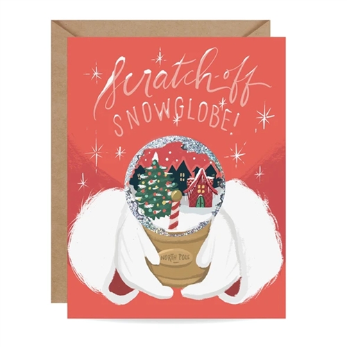 Inklings North Pole Snow Globe Scratch Off  Holiday Greeting Card