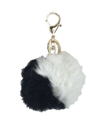 Two-Tone Fur Pom Pom Purse Charm / Key FOB