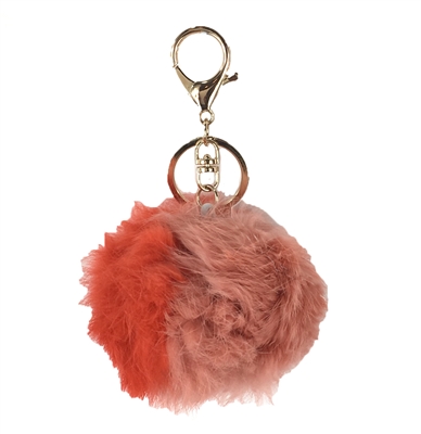 Two-Tone Fur Pom Pom Purse Charm / Key FOB
