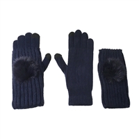 3 in 1 Knit Pom Pom Fingerless Winter Texting Gloves