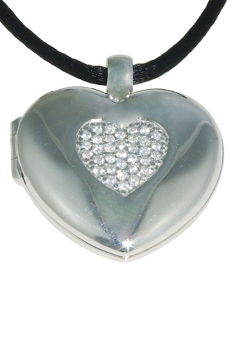 Giorgio Martello Silver & Zirconia Heart Locket
