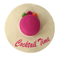 Magid Cocktail Time Floppy Straw Sun Hat