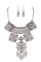 C & C Pave Filigree Statement Necklace & Earrings Set