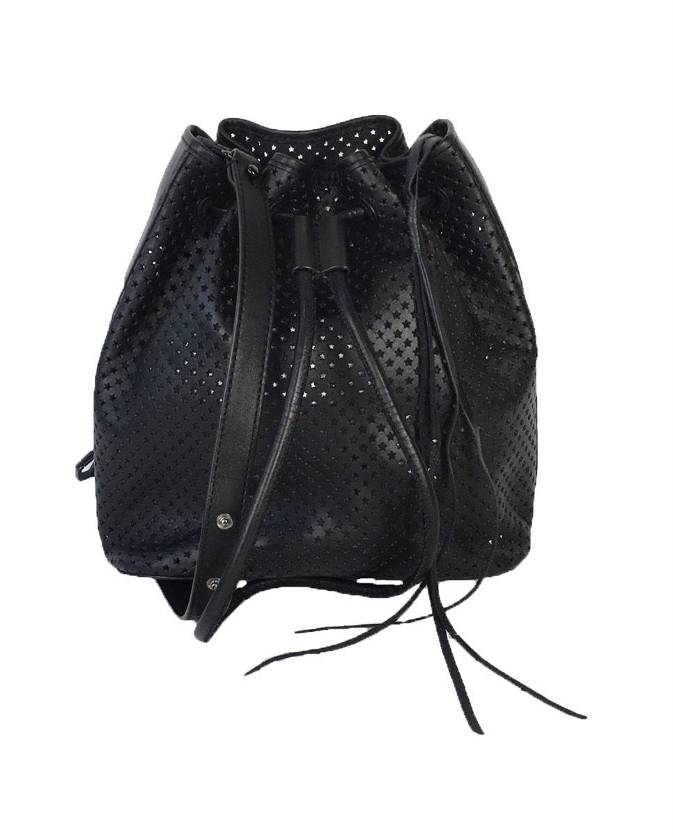 Rebecca Minkoff Star Perforated Leather Bucket Bag, Black