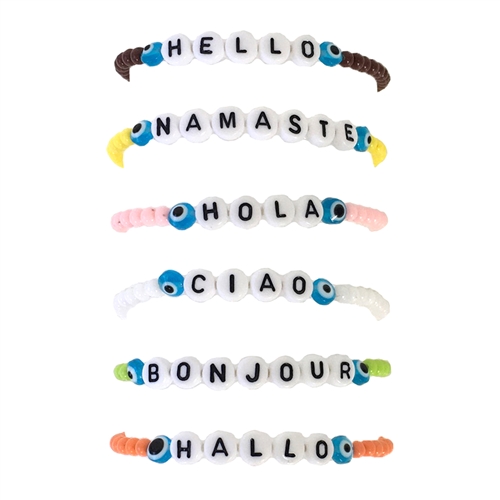 Hello Namaste Greetings Beaded Stretch Bracelets Set of 6