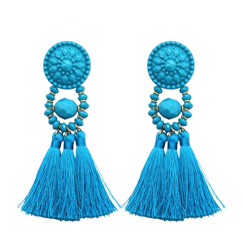 Jewelry Collection Calysta Beaded Tassel Drop Earrings
