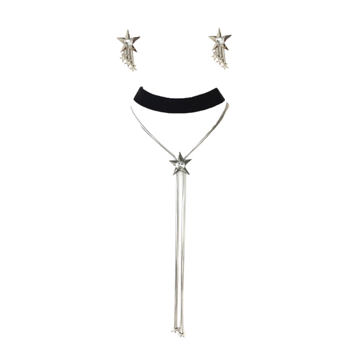Jewelry Collection Stars Long Necklace, Choker & Earrings Set