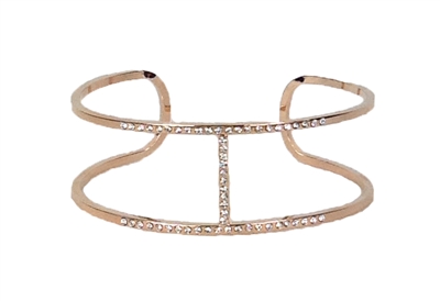 Jewelry Collection Pave H Cuff Open Bangle Bracelet