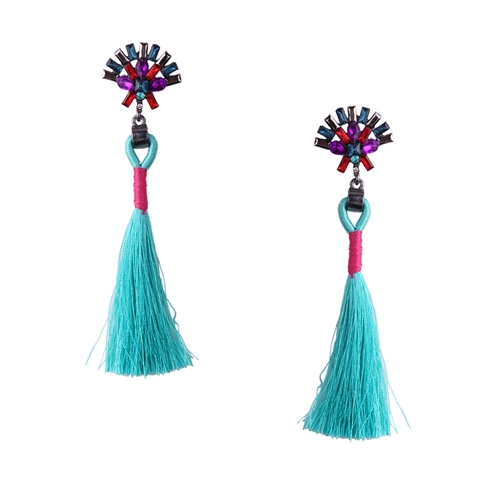Alma Jeweled Tassel Drop Earrings