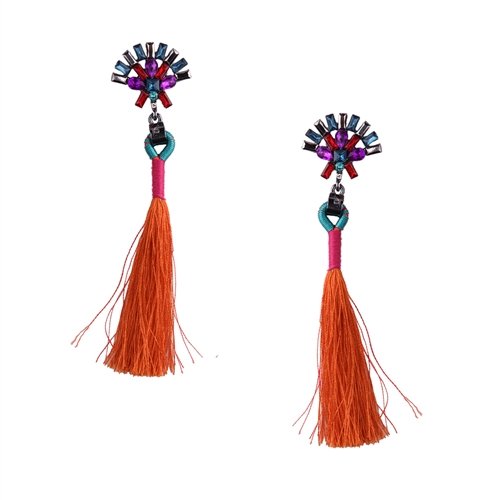 Alma Jeweled Tassel Drop Earrings