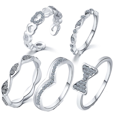 Jewelry Collection 5 Piece Ring Set