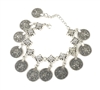 Jewelry Collection Multi Coin Bracelet, Antique Silver