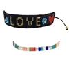 Love Sead Bead Slider Bracelet & Color Blocks Stretch Bracelet