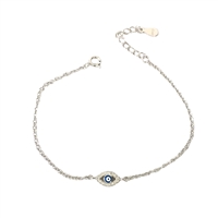 Jewelry Collection Pave Evil Eye Dainty Chain Bracelet