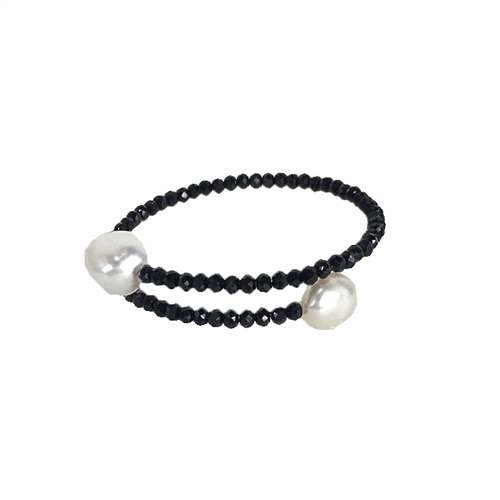 Audrey Pearl Faceted Crystal Bangle Bracelet